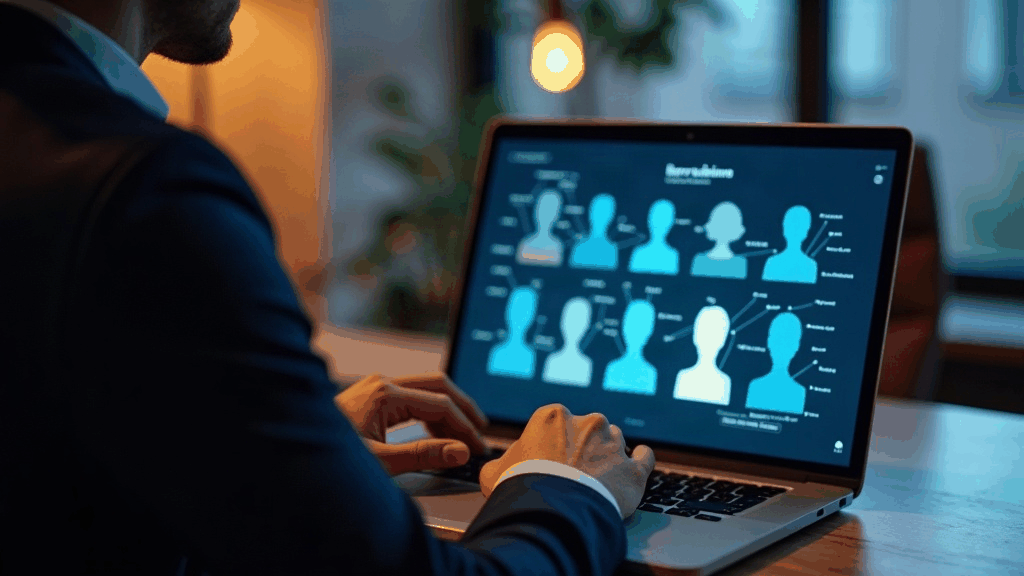 Recruteuse qui consulte une présélection de profils générée par une intelligence artificielle sur son écran